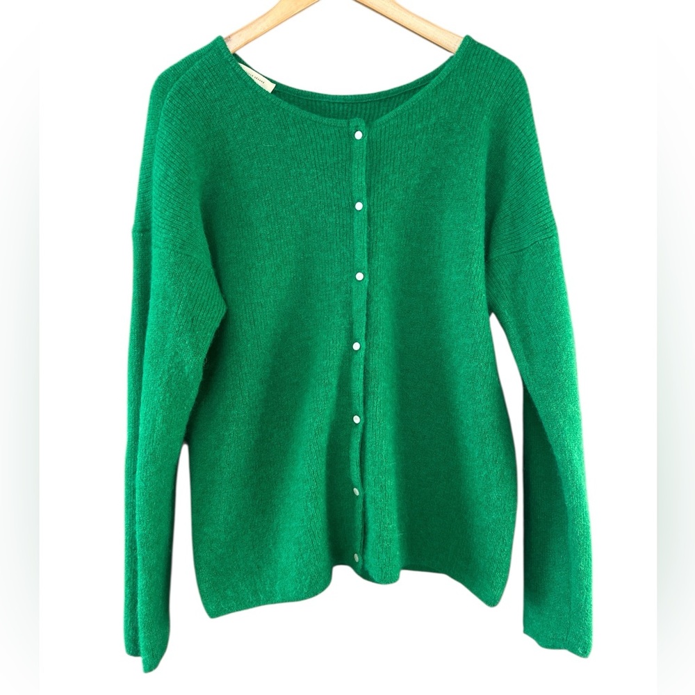 Sezanne Mohair Pearl Button Cardigan in Green - Picture 6 of 14